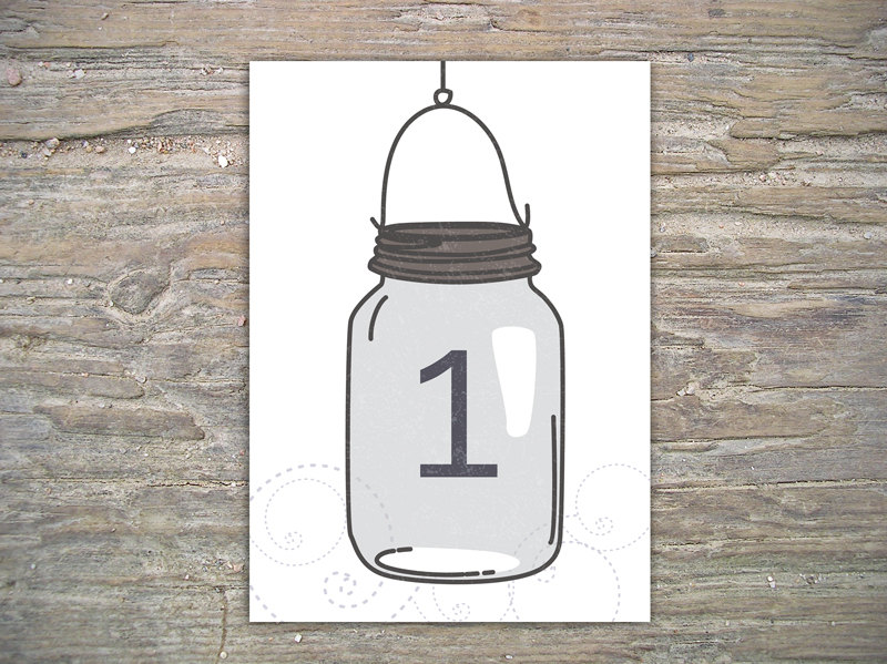 Mason Jar Table Numbers - Diy Printable Decoration For Wedding Or Event
