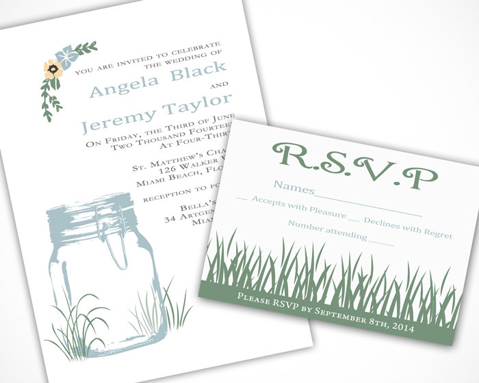 Rustic Mason Jar Invitation - Printable For Wedding Or Event on Luulla