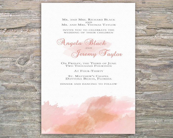 Printable Watercolor Invitation Diy For Wedding Or Special Event